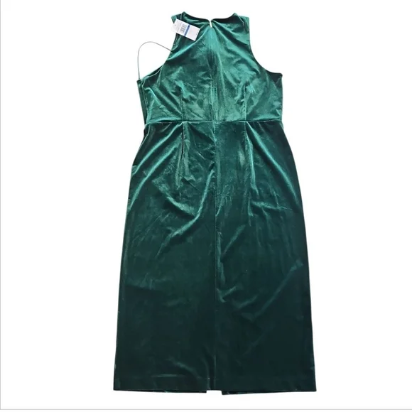 MICHAEL Michael Kors Emerald Green Velvet Twist Neck Midi Dress NWT XL - Picture 8 of 11